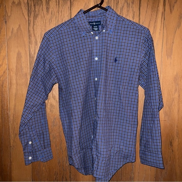 𝅺BOY’S,RALPH Lauren small check, plaid button down shirt excellent condition. - Picture 2 of 4